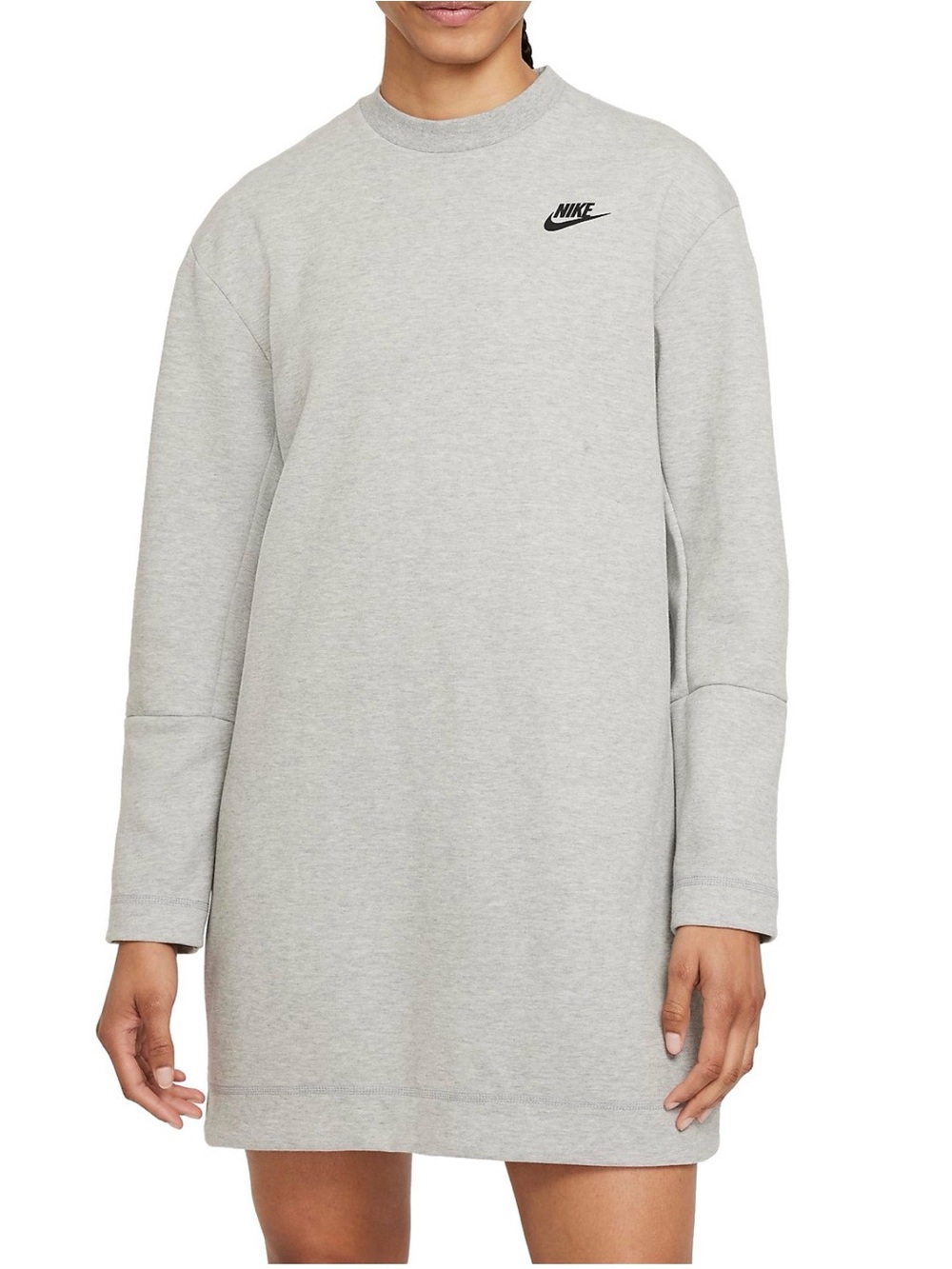 Nike Light Grey Crewneck Sweatshirt Dress with Black Logo
